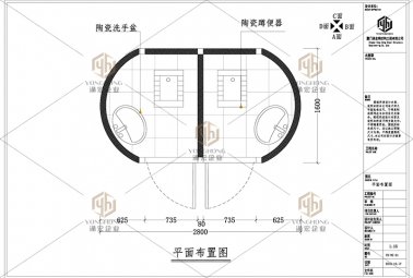 双厕位椭圆形移动厕所平面图